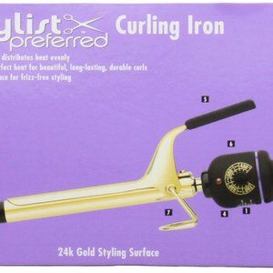 Professional 0.625" 24K Gold Spring Curling Iron, Gold